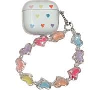 Étui transparent pour AirPods 4e génération à motif papillon avec dragonne en perle et cœur (sortie 2024)