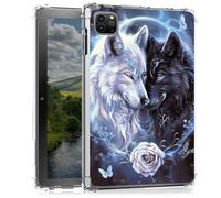 Étui transparent pour iPad Air 13 M3/M2 2025 2024/iPad Pro 12.9 2022/2021/2020/2018 - Coque de protection fine et légère pour iPad Air 13 2025, rose loup amoureux