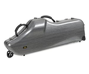 Étui Trolley Rigide Deluxe Lechgold pour Saxophone Baryton - Protection Thermoformée pour Instrument, S-Bow, Bec et Accessoires - Harnais Sac à Dos - Look Carbone Stylé