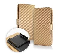 Étui (universel) compatible avec ASUS ZENFONE 3 MAX ZC520TL X008D Écran 5.2 Cover Case Flip Book avec crochet intérieur Protection antichoc anti-rayures Portefeuille (Gold)