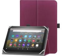 Étui Universel Pour 7-8 Pouces Tablette Fire Hd 8/Hd 8 Plus Avec Bande De Fixation En Silicone Réglable Support Folio Et Dragonne Pour 7"-8" Samsung Android Tablette-Violet