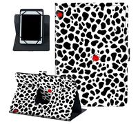 Étui universel pour tablette de 9,6 à 10,5 pouces, en cuir PU, rotation à 360°, multi-angle, étui de protection folio pour tablettes de 10", motif coccinelle, noir, blanc, vache