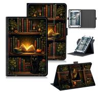 Étui universel Walmart Onn 7" 2024 pour bibliothèque lumineuse chat | Étui de protection en cuir PU avec béquille rotative à 360 degrés pour tablettes 7"-9"