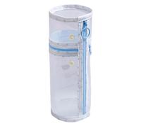 Étui vertical pour pinceaux de maquillage, portable, cylindrique, avec fermeture éclair et capacité, pour pinceaux de maquillage, chambre, salle de sport, courts voyages, bleu, Consulte la