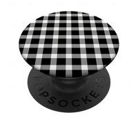 Étui Vichy Noir et Blanc - Motif Carreaux de Buffle Classique PopSockets PopGrip Adhésif