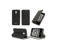 Etui Wiko Jerry 2 noir luxe Ultra Slim Cuir Style avec stand - Housse Folio Flip Cover coque de protection Wiko Jerry2 noire smartphone 2017 / 2018 -