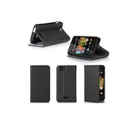 Etui Wiko Kite 4G noir luxe Ultra Slim Cuir Style avec stand - Housse Folio Flip Cover coque de protection smartphone Wiko Kite 4G/LTE noire -