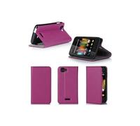 Etui Wiko Kite 4G rose luxe Ultra Slim Cuir Style avec stand - Housse Folio Flip Cover coque de protection smartphone Wiko Kite 4G/LTE rose -