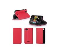 Etui Wiko Kite 4G rouge luxe Ultra Slim Cuir Style avec stand - Housse Folio Flip Cover coque de protection smartphone Wiko Kite 4G/LTE rouge -