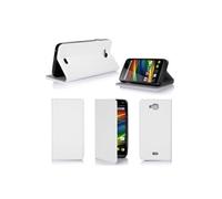 Etui Wiko Slide blanc luxe Ultra Slim Cuir Style avec stand - Housse Folio Flip Cover coque de protection smartphone Wiko Slide 5.5 blanche -