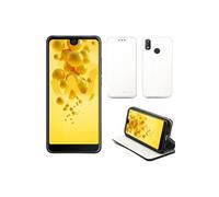 Etui Wiko View 2 blanc luxe Ultra Slim Cuir Style avec stand - Housse Folio Flip Cover coque antichoc de protection pour Wiko View 2 blanche