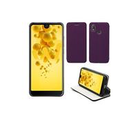 Etui Wiko View 2 violet luxe Ultra Slim Cuir Style avec stand - Housse violette Folio Flip Cover coque antichoc de protection pour Wiko View 2