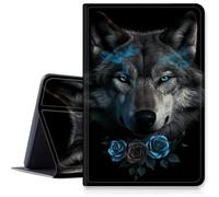Étui Wolf Blue Rose pour iPad Air 11" 2024 M2, résistant aux chocs, pliable en cuir synthétique, support réglable avec mise en veille/réveil automatique pour iPad Air 11" 2024 Air M2