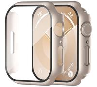 Étui XiHAMA2Pack avec protection d'écran intégrée en verre trempé, compatible avec Apple Watch Series 10. Coque rigide en polycarbonate pour une