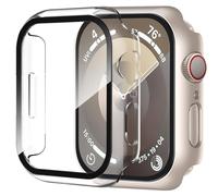 Étui XiHAMA2Pack avec protection d'écran intégrée en verre trempé, compatible avec Apple Watch Series 10. Coque rigide en polycarbonate pour une
