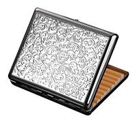 Étuis À Cigarettes Étui À Cigarettes En Cuivre Facile À Transporter, Paquet Complet En Métal De 20 Étuis À Cigarettes Ordinaires, Boîte À Cigarettes Coupe-Vent King Size Pour Hommes Femmes,Argent