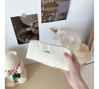 Étuis À Crayons En Velours Côtelé Mignons,Sac De Rangement Pour Cosmétiques,Rouge À Lèvres,Sacs À Main Pour Étudiants,Pochette De Rangement De Papeterie Scolaire,Sac Pour Stylos.Beige White.4.5x7x20