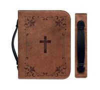 Étuis Bibliques - Trousse Biblique Vintage PU Biblique Couvertures Bibliques Croisées pour Femmes Hommes Étui de Transport Biblique pour Filles avec Poignée Zippée, Sac de Rangement de Livres de C