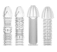 Étuis Péniens à Texture Granuleuse - Pack de 4 pièces,Gaines Pour Pénis,Extenseur de Pénis Masculin,Sex Toys Pour Couple Ensemble