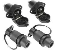 ETUKER 2 x Fiche Remorque 3broches 12v 24v et 2 x Prise Remorque 3 plots, Prise d'attelage Tracteur Male Femelle