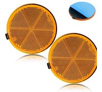 ETUKER 2pièces Catadioptres Remorque Orange Adhésif Rond Φ80mm Camion Catadioptre Caravane Réflector pour Poteau de Porte Véhicule
