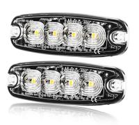 ETUKER 2x 4LEDS Gyrophare 12/24V Feu de Freinage Stroboscopique Ambre pour Tracteur Gril Remorque Caravane