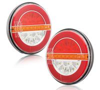 ETUKER 2x Feu Remorque Led 12/24V 4Fonctions Etanche ECE R10 EMC Rond Feux Arrière,LED Feu de Recul pour Remorque Agricole Tracteur