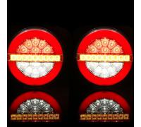 ETUKER 2x Feux de Remorque Rond Led 12/24V 4Fonctions Éclairage Remorque Etanche ECE R10 EMC LED Feu de Recul Remorque