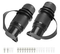 ETUKER 2X Prise Remorque 3 Broches Mâle 12V 24V Prise Attelage Tracteur Fiche 3 plots Agricole Véhicule avec Cosses et Isolations