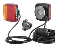 ETUKER Feux arrière LED 12 V pour remorque - 7 broches avec câble de 7,5 m - Pré-câblé - Kit de feux arrière magnétiques avec adaptateur de remorque 13 broches vers 7 broches