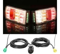 ETUKER Jeu de feux arrière pour remorque 13 pôles 12/24 V 7 fonctions Kit feux de remorquage avec câble de 5,5 m pré-câblé, pilote remorque homologué, imperméable