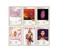 ETULLE Nicki - Lot de 6 affiches de couverture d'album du rappeur Minaj - Affiches esthétiques pour chambre à coucher - Décoration musicale - 20,3 x 30,5 cm - Sans cadre