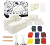 ETUOLIFE Ensemble de bougies bricolage, kit fabrication bricolage pour adultes et enfants, cire soja 1080g, colorants à la 80g, autocollants 50 mèches bougies, cadeau bougie, Bougies-1080g