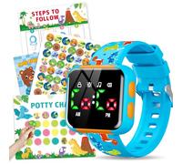 Etuwoe Montre et tableau de formation au pot pour enfants : montre résistante à l'eau, table de formation au pot dinosaure pour enfants et adolescents volume réglable, rappel