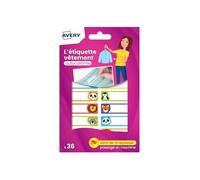 [ETVET36A] Avery Sachet de 36 étiquettes vêtements motifs animaux - 45 x 13 mm