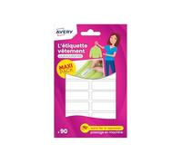 [ETVET90] Avery Sachet de 90 étiquettes blanches vêtements - 45 x 13 mm
