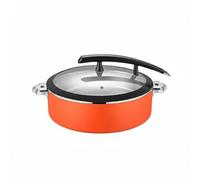 Etyldya Chauffe Plat Buffet Chafing Dish Marmite Chauffante Réchaud Bain Marie Récipient de Service en INOX pour Présentation Harmonieuse et Utilisation, Orange, 32CM