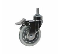 Etyldya Roulette Médicale Roulette Pivotante Roulette Filetée Roulette de Verrouillage avec Support en Acier et Bande de Roulement PU avec Double Roulement, 4IN, Chrome M12 Pivotant