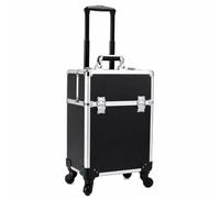 Etyldya Valise Maquillage Aluminium Chariot Roulant Organisateur Coffre Trolley avec Poignée Télescopique et Roues Pivotantes pour Rangement Sécurisé des, Silver Black