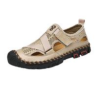 EU 42 Nouvelles Sandales D'Été pour Hommes Respirant Édition Coréenne Sans Lacet Chaussures en Cuir De Plage en Peau De Vache Pantoufle Homme Claquette Hommes Confortable, Tong Cuir Homme
