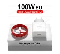 EU Charger and Cable-100W SuperVOOC Chargeur Rapide UE US Charge Plug USB Chargeur Type C Câble pour Oneplus 12r 13r 12 11 10 13 ACE 5 Pro Nord CE 2 3 4 Lite