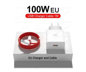 EU Charger and Cable-100W SuperVOOC Chargeur Rapide UE US Charge Plug USB Chargeur Type C Câble pour Oneplus 12r 13r 12 11 10 13 ACE 5 Pro Nord CE 2 3 4 Lite