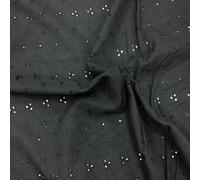 EU Fabrics Tissu Broderie Anglaise | Matériau d'ameublement pour literie | Tissu brodé en polycoton à 3 trous pour chemises, chemisiers et couture (noir, 1 m x 112 cm)