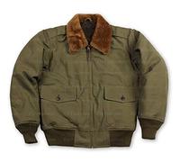 EU Fashions Blouson aviateur vintage pour homme Col en fourrure - Vert - XX-Large