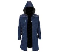EU Fashions Devil May Cry 5 Trench Noir, Manteau en coton bleu noir, XL