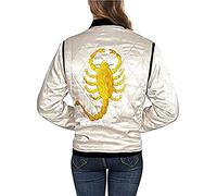 EU Fashions Drive Scorpion Veste bomber en satin pour femme, blanc, XS