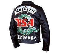 EU Fashions George Michael BSA Faith Rockers Revenge Veste en cuir véritable pour homme, Noir - Veste en simili cuir Bsa, L