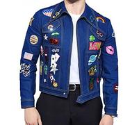 EU Fashions Rocketman Taron Egerton (Elton John) Veste en jean - Bleu - XX-Large