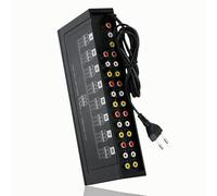 EU PLUG 0m Boîte répartiteur Audio-vidéo, 8 Ports, 1 en 8 sorties, 8 voies, 3 RCA AV, amplificateur compatible boîtier TV, HDTV, DVD, PS3 Nipseyteko