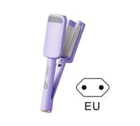 (EU plug,Purple)3 Barrel Deep Waver Curling Iron Portable Anti Scald Hair Crimper Fast Heating Wireless Hair Curler Wand for All Hair Types